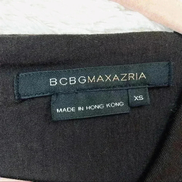 BCBGMaxAzria Dark Brown Rayon Drapey Sequined Long Sleeve Top - Picture 11 of 12